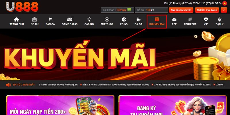 Quy trình tham gia khuyến mãi casino tại U888